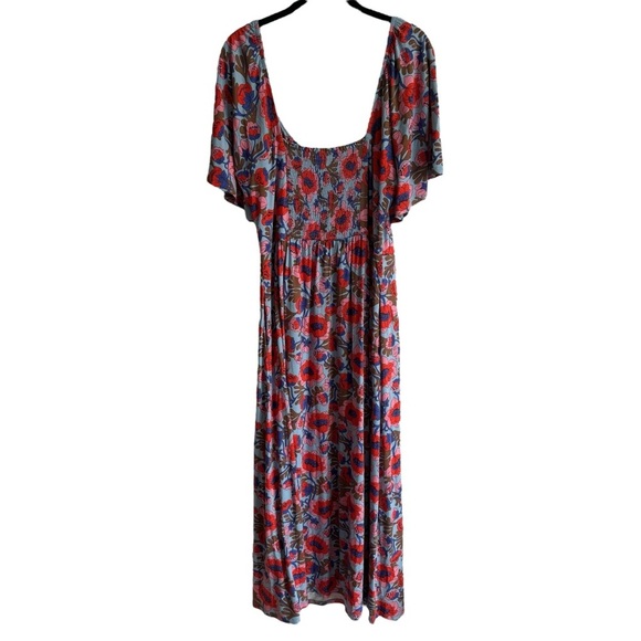 Boden Smock Detail Jersey Maxi Dress, Dusty Blue Terrace Bud, Size 10 - Picture 8 of 11